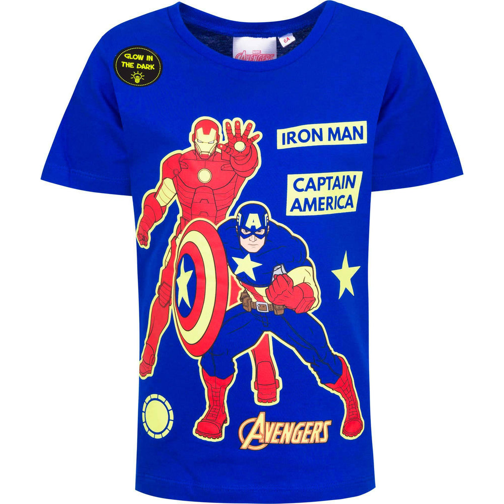 Avengers Boys T-Shirt Glow In The Dark (Iron Man - Captain America) - Super Heroes Warehouse