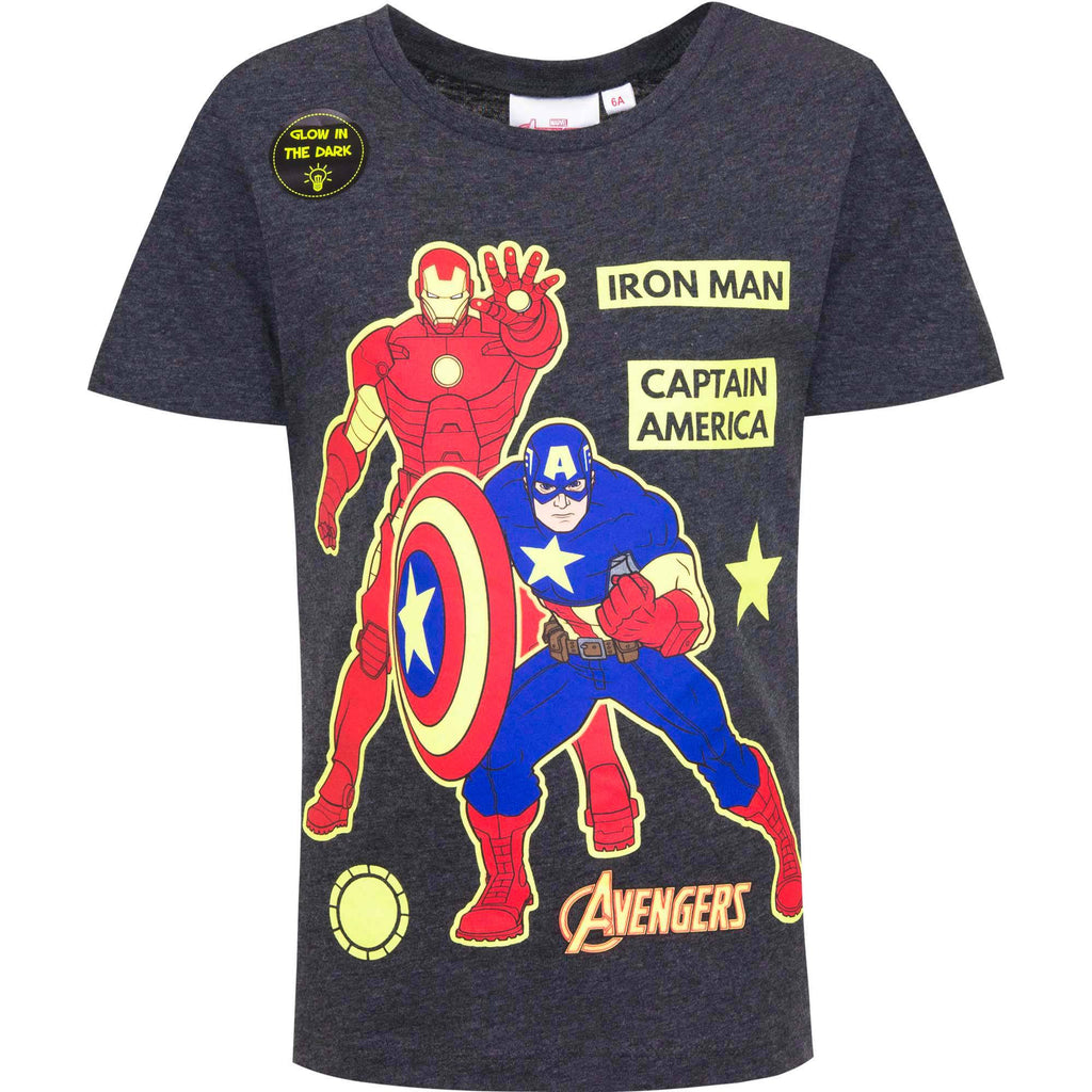 Avengers Boys T-Shirt Glow In The Dark (Iron Man - Captain America) - Super Heroes Warehouse