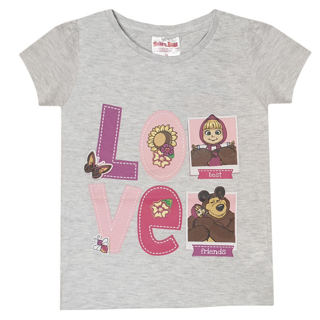 Masha and the Bear Kids 2-8Y Short Sleeve T-Shirt - Super Heroes Warehouse