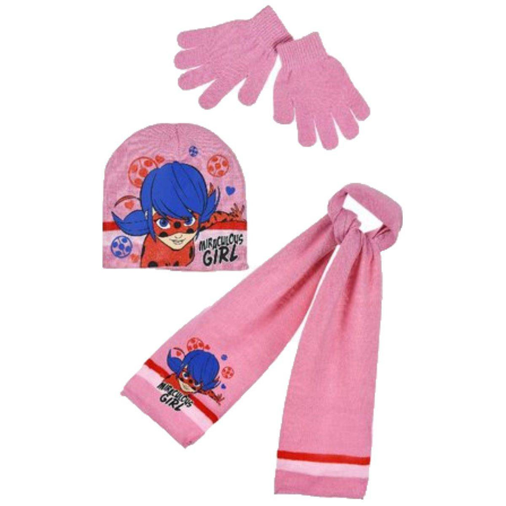 Miraculous Ladybug Girls Hat Scarf and Gloves Set With Glitter - Super Heroes Warehouse