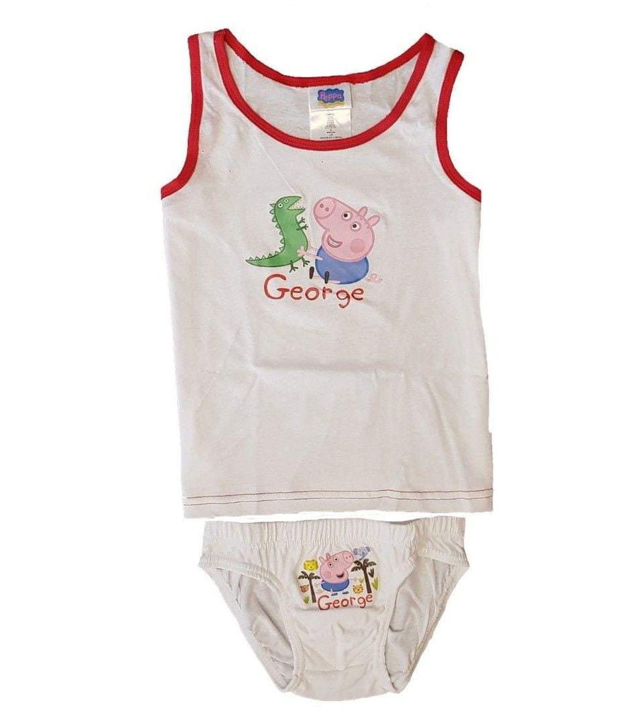 Peppa Pig George Kids Underwear Vest and Briefs Set (Sizes 3 to 8 Years) - Super Heroes Warehouse